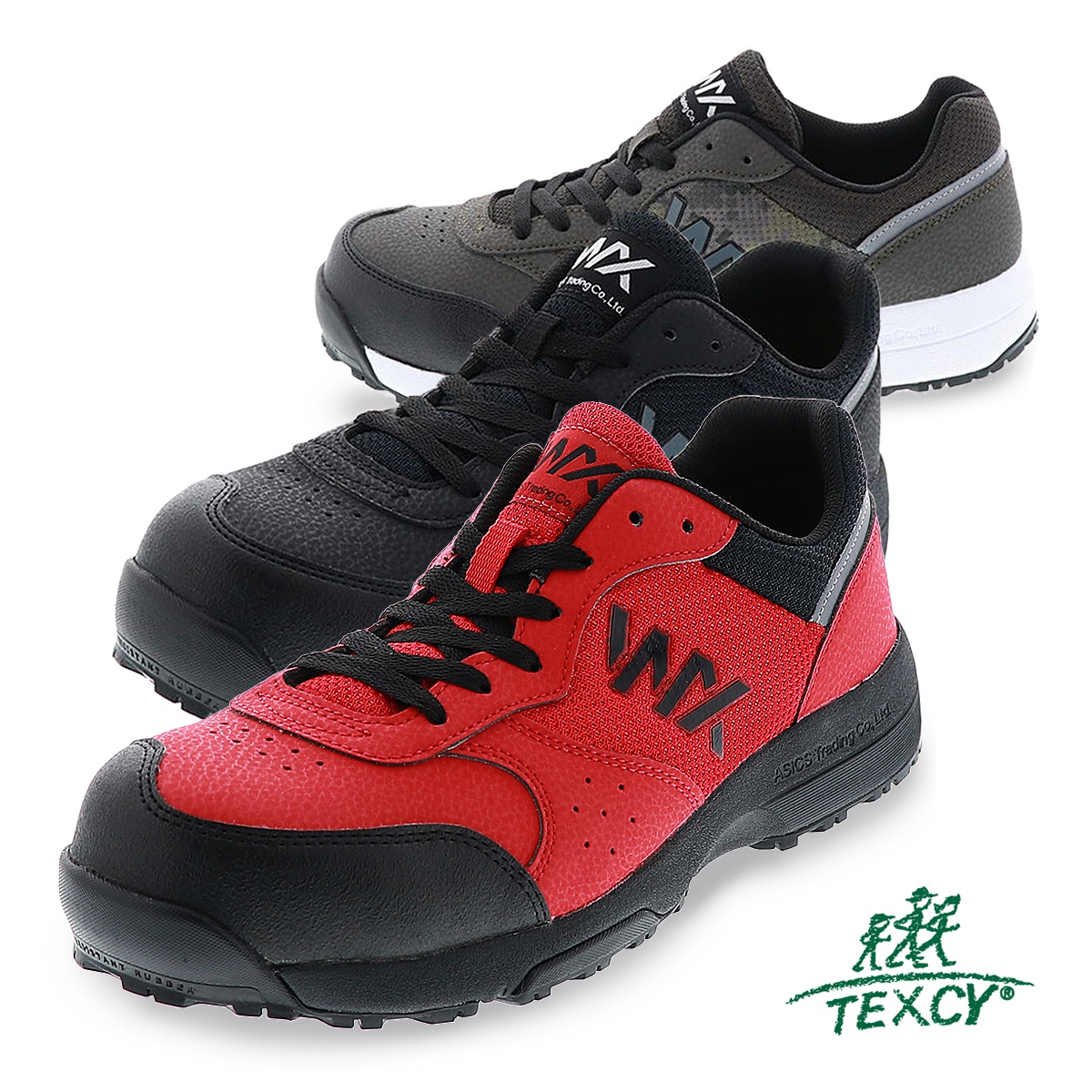 安全靴 TEXCY テクシー アシックス商事 WX-0001 プロテクティブスニーカー 3E相当 屈曲性 軽量性 消臭インソール 紐タイプ レッド  カーキ ブラック :wx-0001:靴のシューマート - 通販 - Yahoo!ショッピング