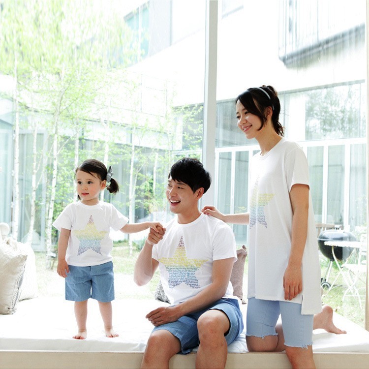 2枚以上送料無料 ペア ルック Tシャツ 半袖 シャツ スター 星 親子 お