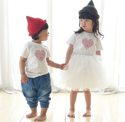 2枚以上送料無料 Tシャツ 半袖 シャツ LOVE ラブ ハート 親子