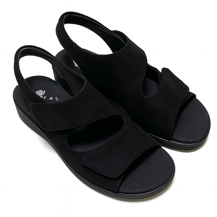 幅広ベルト サンダル 5E 介護シューズ 本革 幅広 甲高 おしゃれ