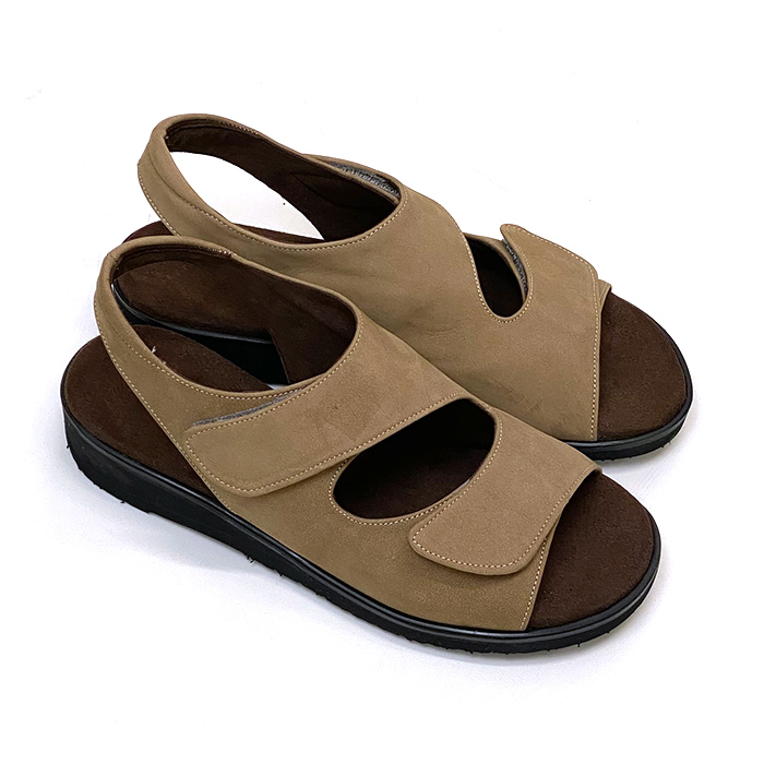 幅広ベルト サンダル 5E 介護シューズ 本革 幅広 甲高 おしゃれ