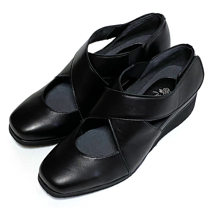 幅広 甲高 ベルトパンプス 痛くない 5E 本革 靴 レディースシューズ 婦人靴 ゆったり 日本製 ...