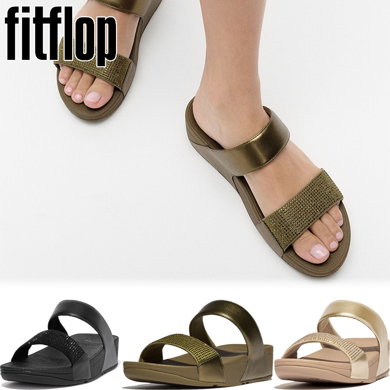 フィットフロップ レディース LULU クリスタル エンベリッシュド スライド サンダル 靴 シューズ コンフォート カジュアル きれいめ ブラック 黒 ベージュ グリーン 緑 送料無料 fitflop EC4-090 EC4-A94 EC4-C14 FitFlop（フィットフロップ） レディース LULU クリスタル エンベ