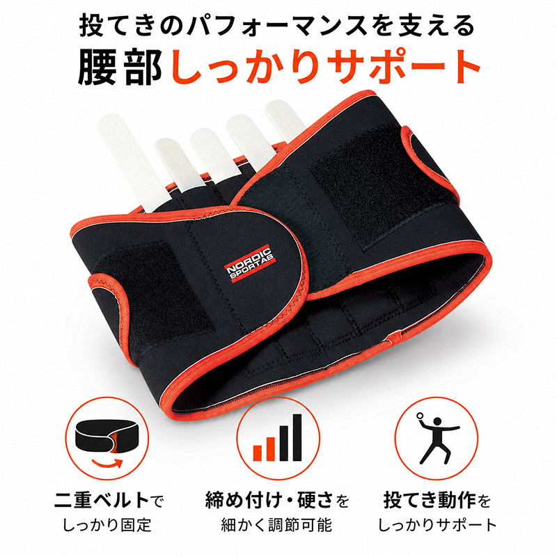 ノルディックスポーツ スローイングベルト Mサイズ 黒/オレンジ ニシ・スポーツ メンズ レディース スローイングベルト ノルディック