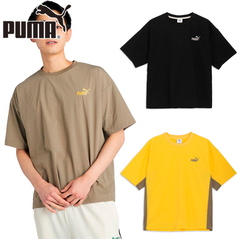 【PUMA / プーマ】BIGロゴ 吸水速乾接触冷感 半袖モックネックシャツ・L 人気のスポーツブランド「PUMA プーマ」のワンポイントTシャツ