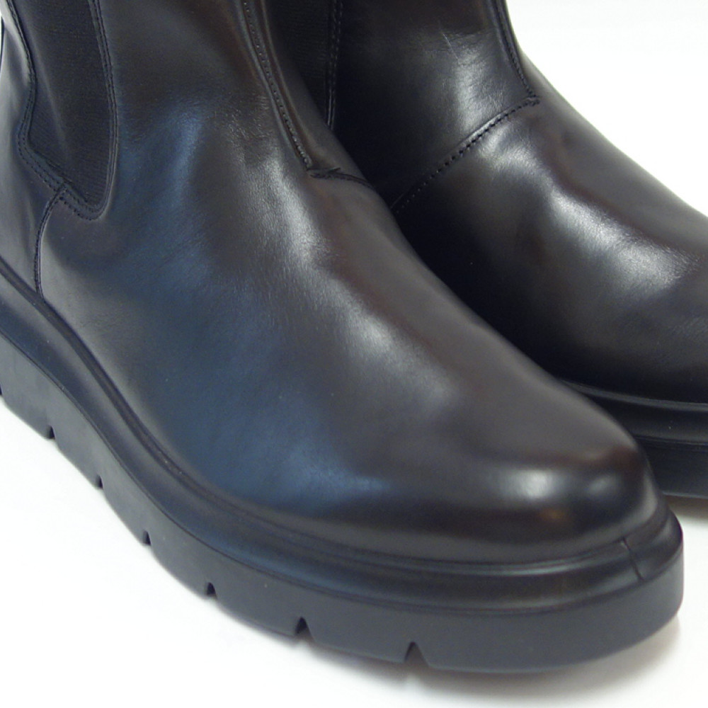 エコー ECCO NOUVELLE WOMENS TALL CHELSEA BOOTS 21622301001 ブラック  （レディース）チェルシーブーツ 上質天然皮革 ストレッチ ハーフブーツ スリップオン