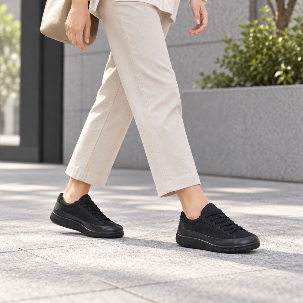 未使用品✨️エコー レザー フラットパンプス36黒 コンフォートシューズ ecco（エコー） ECCO SOFT ZERO WOMEN'S SNEAKERS ブラック