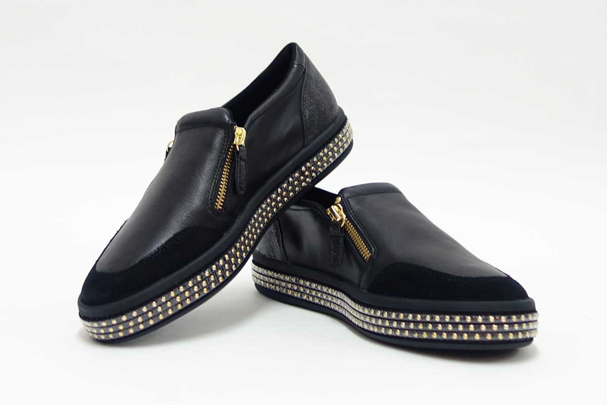 ジェオックス GEOX D 94FFF ブラック（レディース）天然皮革のサイド