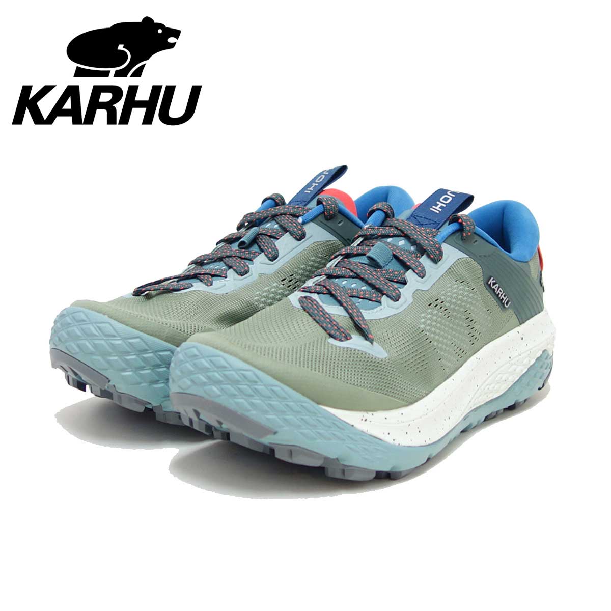 カルフ KARHU イコニ トレイル 104005 オイルグリーン／ミネラルブルー（メンズ） IKONI TRAIL WR 山歩き 登山靴 アウトドア ランニングシューズ ウォーキング