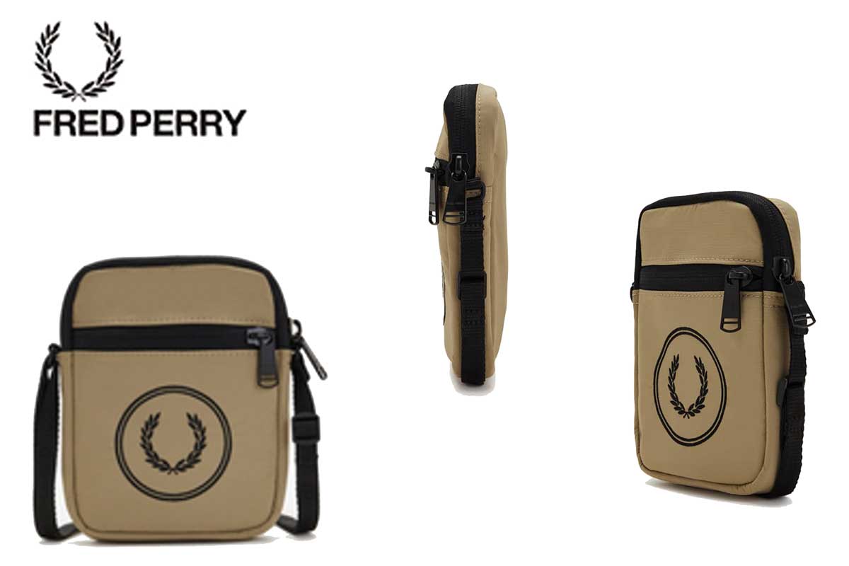 FRED PERRY フレッドペリー Circle Branded Small Side Bag L5296485（ストーン） ショルダーバッグ  ボディバック メッセンジャーバッグ