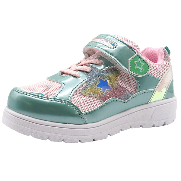 スニーカー キッズ 子供 ジュニア 靴 黒 ブラック 女の子 軽量 軽い 可愛い 星 カラフル マジックテープ ゴム紐 2サイズ兼用 ダブルスター Double Star 4873 Ds4874 シューズベース Yahoo Japan店 通販 Yahoo ショッピング