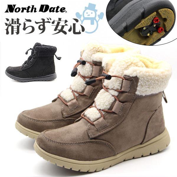 NORTH DATE（ノースデイト） ブーツ レディース 長靴 黒色 ブラック