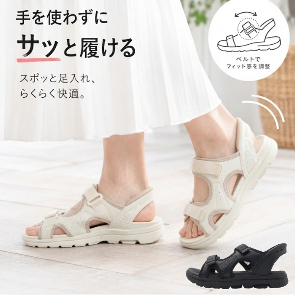 LARKINS（ラーキンス） サンダル レディース 靴 黒 ブラック 白