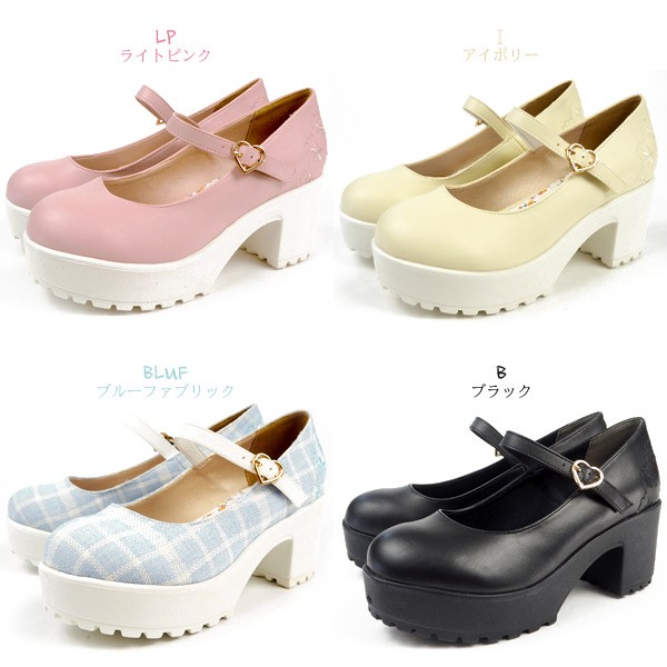 美品　LIZ LISA レザー　花柄　パンチング　厚底　チャンキー　パンプス LIZ LISA プリムヴェール リズリサ primevere LIZLISA パンプス