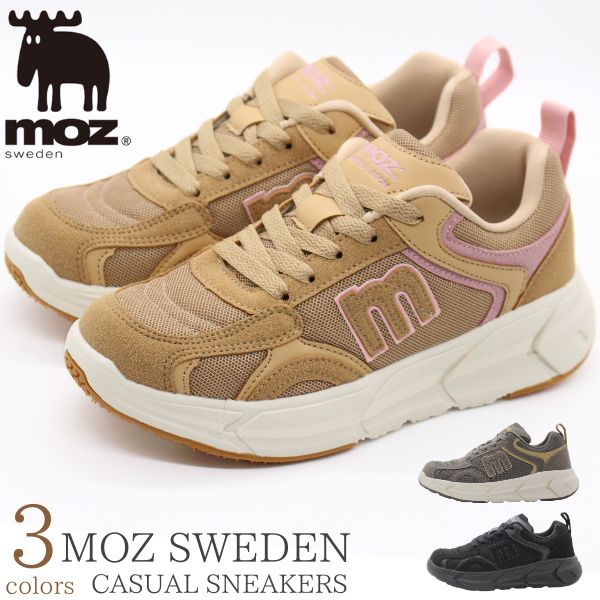 moz（モズ） スニーカー レディース 靴 ブラック 黒色 黒 厚底 4cm