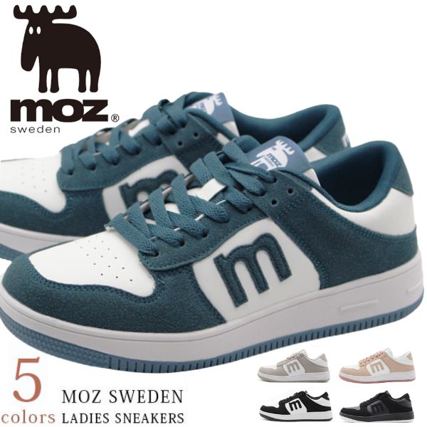 moz（モズ） スニーカー レディース 靴 黒 ブラック 白 ホワイト 灰色