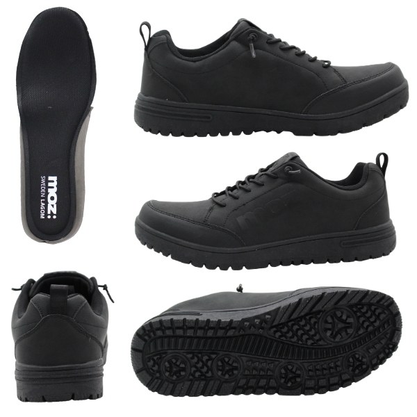 moz（モズ） スリッポン メンズ 靴 スニーカー 黒 ブラック 防水 雨