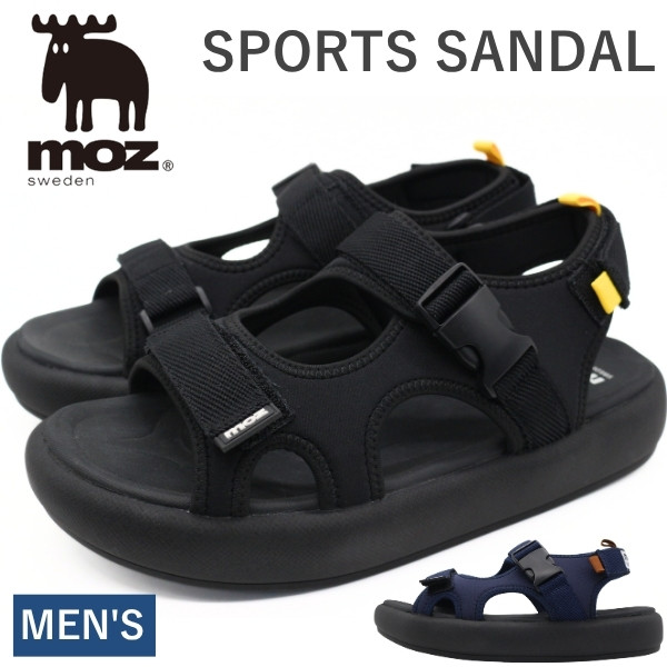 moz（モズ） サンダル メンズ スポーツサンダル 厚底 軽量 軽い 黒