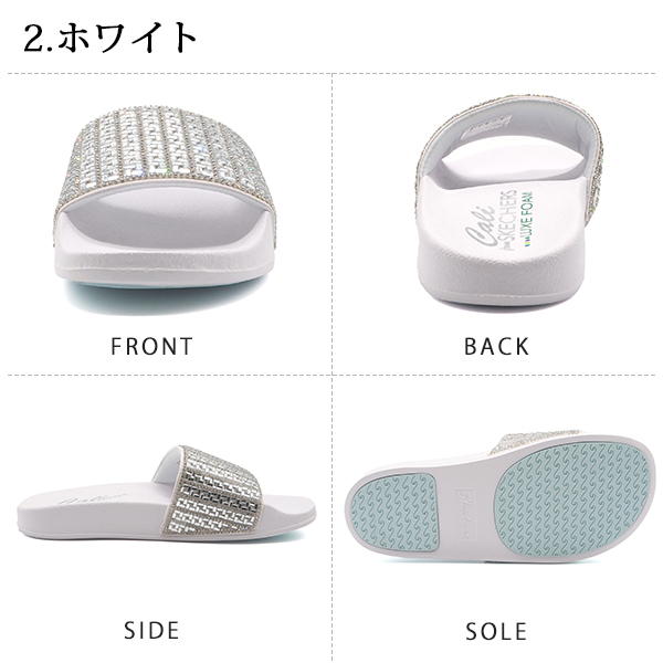 SKECHERS サンダル レディース 靴 黒 ブラック 白 ホワイト 軽量