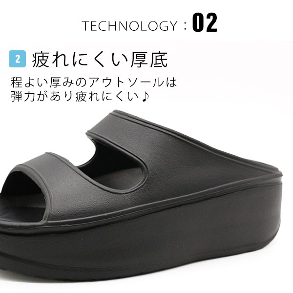 サンダル レディース 靴 黒 ブラック コンフォートサンダル リカバリー
