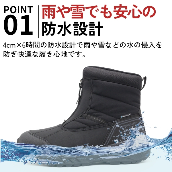 DUNLOP（ダンロップ） ブーツ メンズ 靴 黒 ブラック 幅広 6E 防水 雨