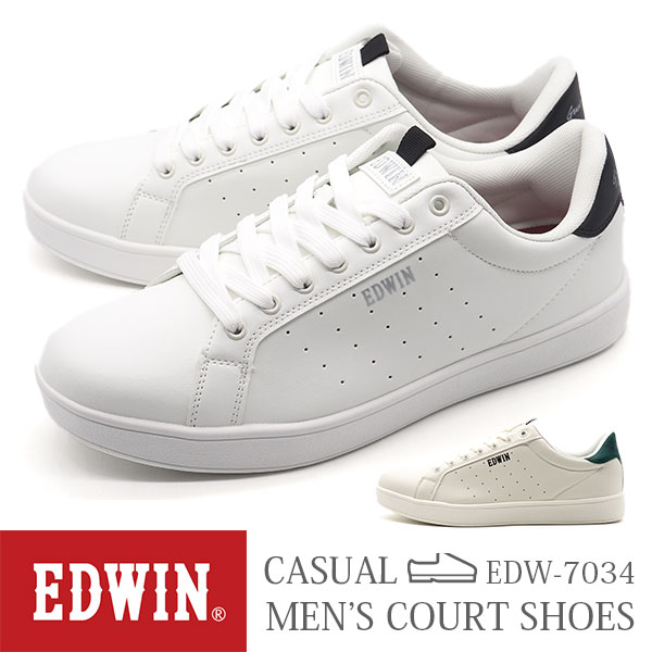 EDWIN（エドウィン） スニーカー メンズ 靴 白 ホワイト 黒 ブラック