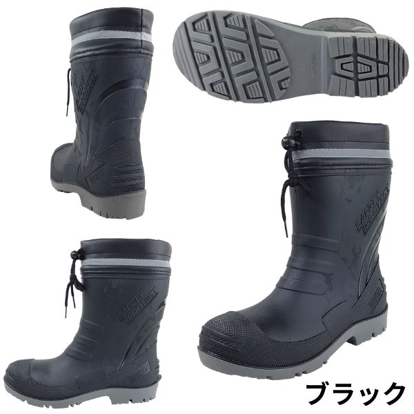 ブーツ メンズ 靴 黒 ブラック グレー カーキ 長靴 ショート TPE