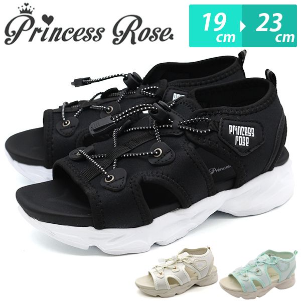 サンダル キッズ ジュニア 子供 靴 スポーツサンダル スポサン 女の子 黒 ブラック ティーン プリンセスローズ Princess Rose R43606-47 R43608-57 | ブランド登録なし | 01