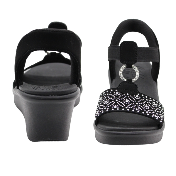 SKECHERS スケッチャーズ サンダル レディース 黒 ブラック 白色