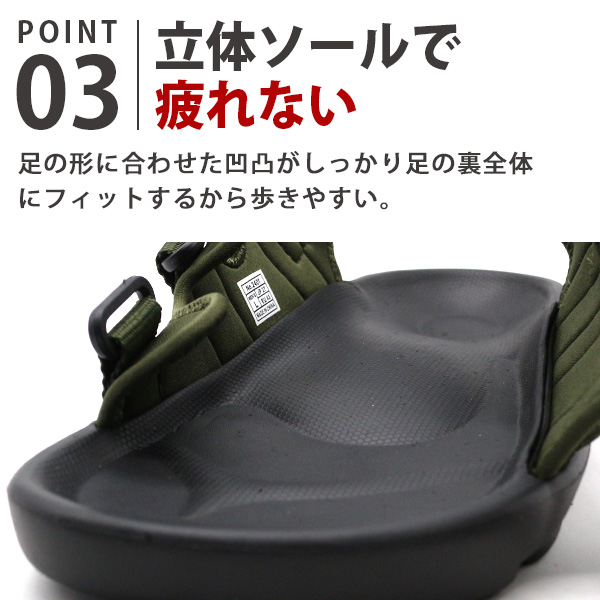 サンダル メンズ 靴 スポーツサンダル 黒 ブラック カーキ 軽量 軽い
