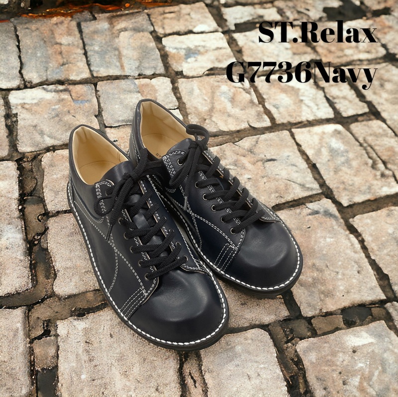 St.Relax コンフォートシューズプレーントウ／エンボスレザー／BLK／BR