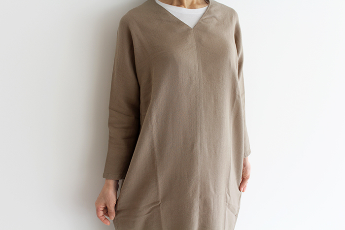 evam eva（エヴァムエヴァ） cotton v neck op コットン Vネック