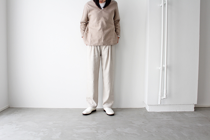 evam eva エヴァムエヴァ silk linen pants シルク リネン パンツ 