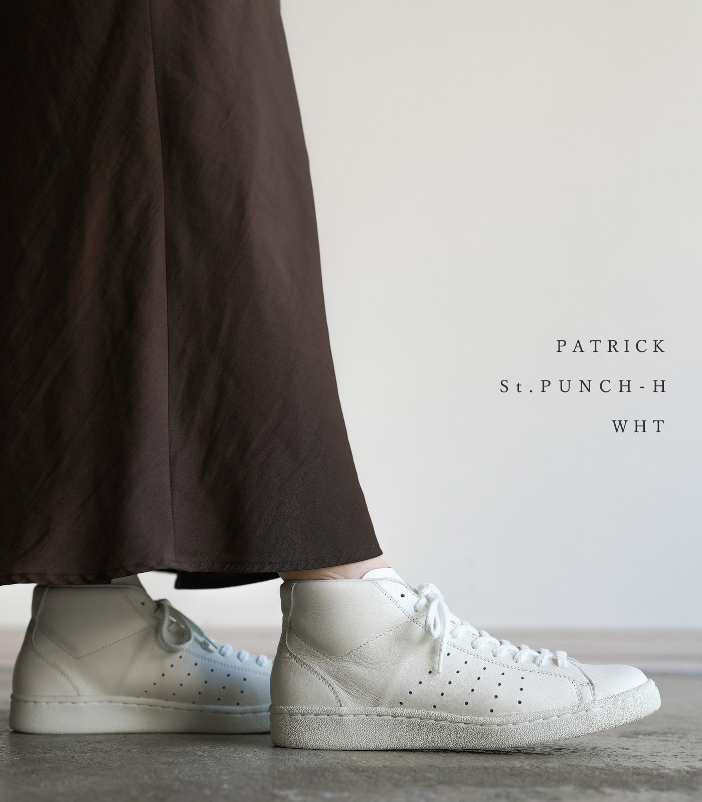 パトリック スニーカー レディース メンズ セントパンチハイ ホワイト 白 ハイカット PATRICK St.PUNCH-H WHT 18550  定番モデル 白スニ ★