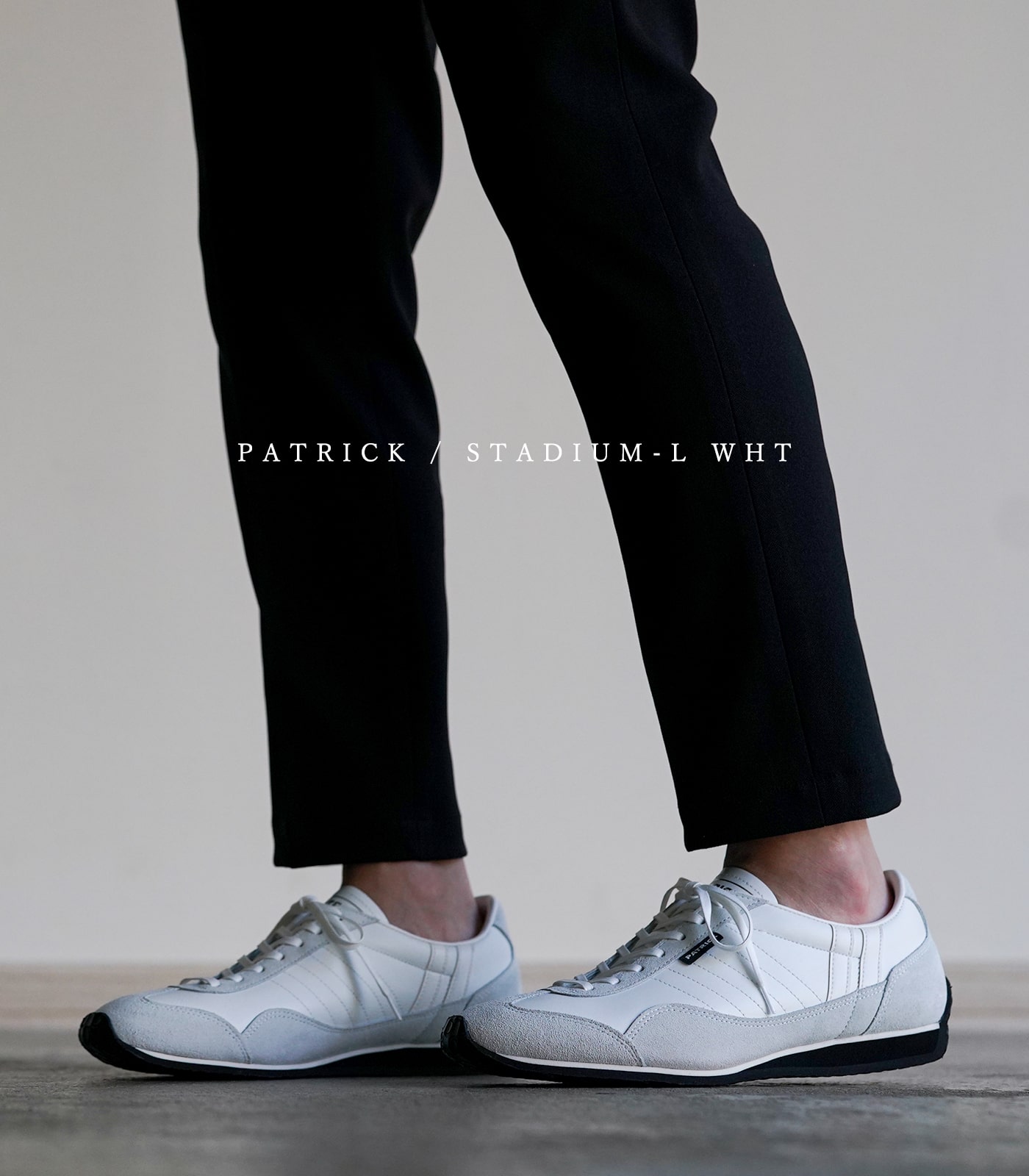 パトリック スニーカー レディース メンズ 白 ホワイト 黒 ブラック スタジアム レザー PATRICK STADIUM-L WHT 505410  2023SS限定モデル Q2 白スニ