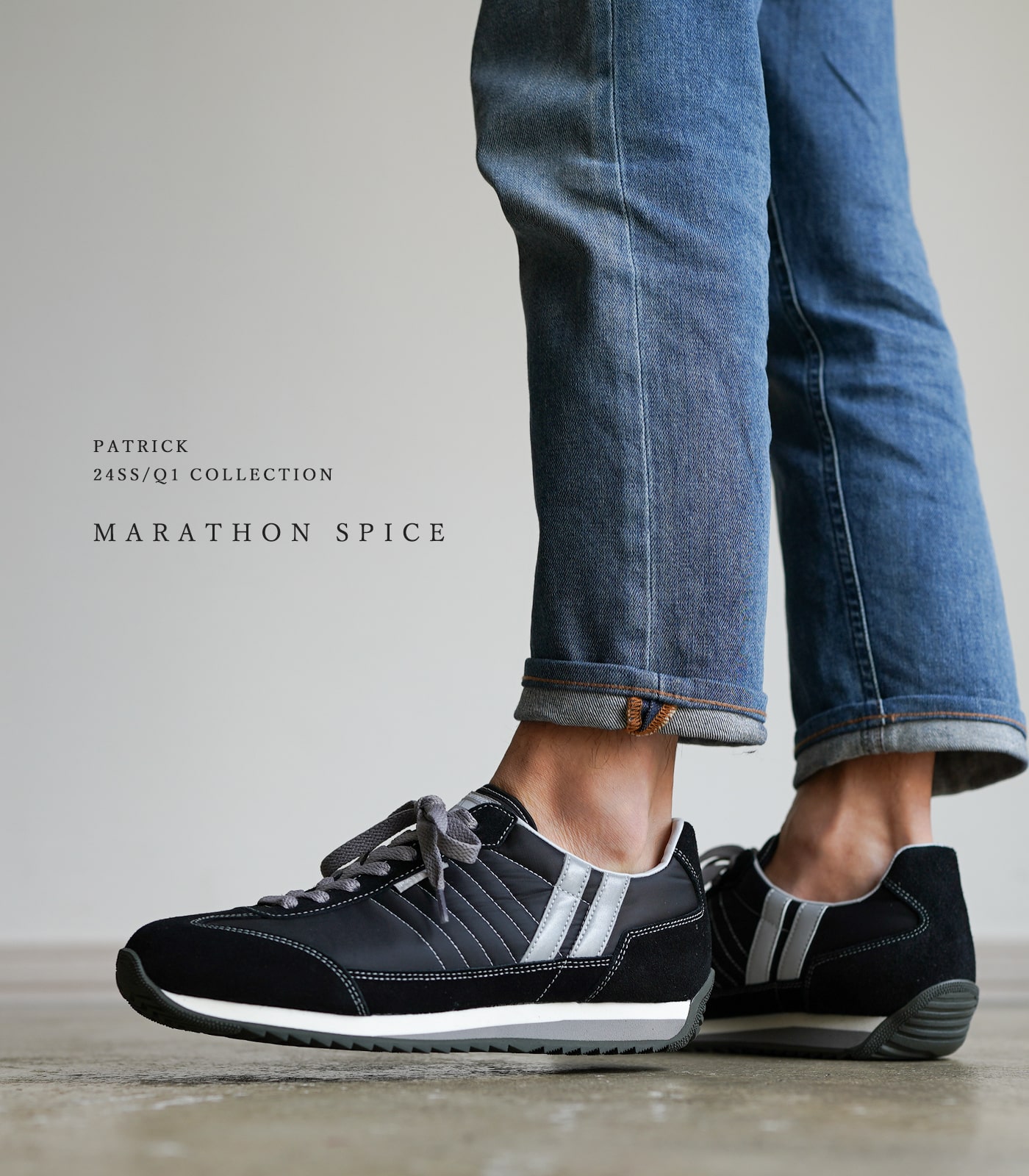 パトリック スニーカー レディース メンズ マラソン スパイス ブラック 黒 PATRICK MARATOHN SPICE 942401  2024SS限定モデル Q1 ★