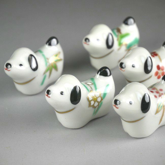 京焼 清水焼 干支戌迎春草花箸置きセット 紫泉 : 松韻堂 Yahoo!店