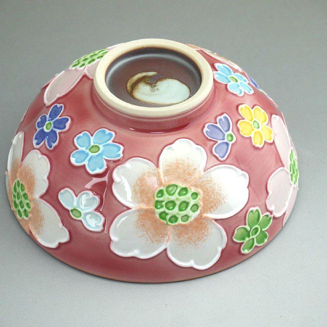 京焼 清水焼 赤地桜紋ご飯茶碗 昇峰 小 : 松韻堂 Yahoo!店