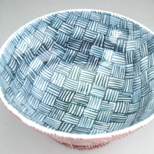 京焼 清水焼 染赤網代ご飯茶碗 六斎 小 : 松韻堂 Yahoo!店 - 通販