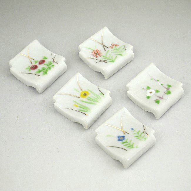 京焼 清水焼 瓦五草花箸置き セット 芳山 : 松韻堂 Yahoo!店 - 通販