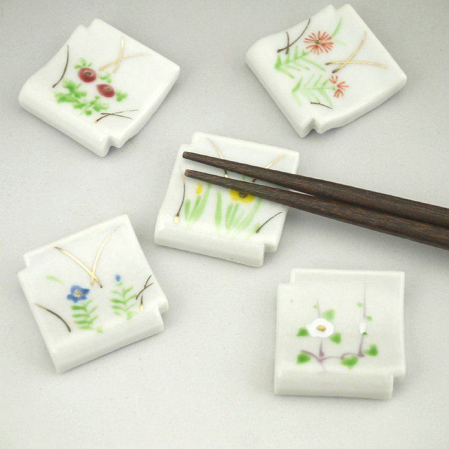 京焼 清水焼 瓦五草花箸置き セット 芳山 : 松韻堂 Yahoo!店 - 通販