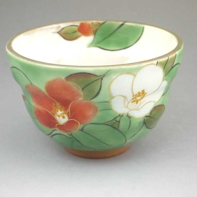 京焼 清水焼 織部五草花お茶呑茶碗 陶あん 椿単品 : 松韻堂 Yahoo!店