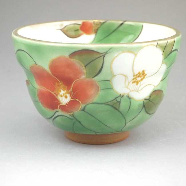 京焼 清水焼 織部五草花お茶呑茶碗 陶あん 椿単品 : 松韻堂 Yahoo!店