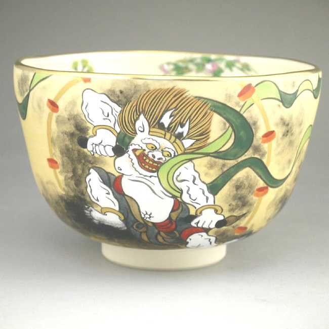京焼 清水焼 抱一写雷神・夏草図抹茶茶碗 善昇 : 松韻堂 Yahoo!店