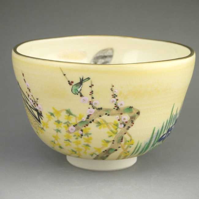 京焼 清水焼 抱一写四季花鳥図抹茶茶碗 善昇 : 松韻堂 Yahoo!店 - 通販