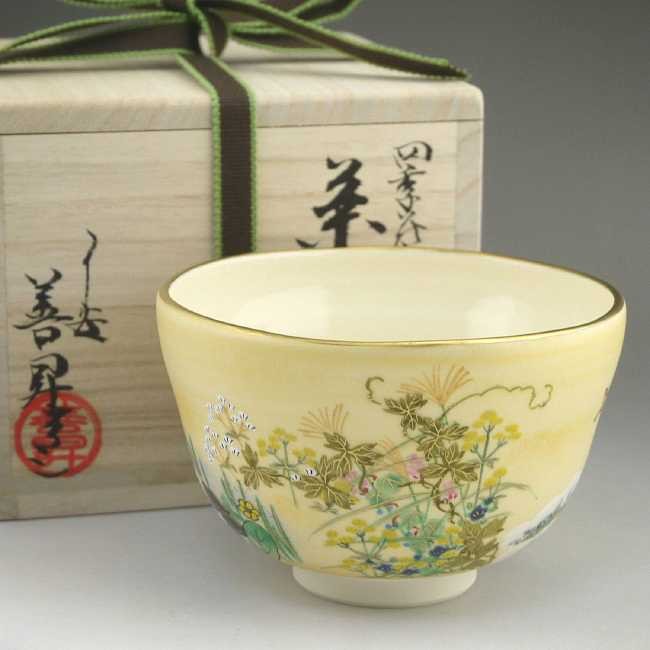 京焼 清水焼 抱一写四季花鳥図抹茶茶碗 善昇 : 松韻堂 Yahoo!店 - 通販
