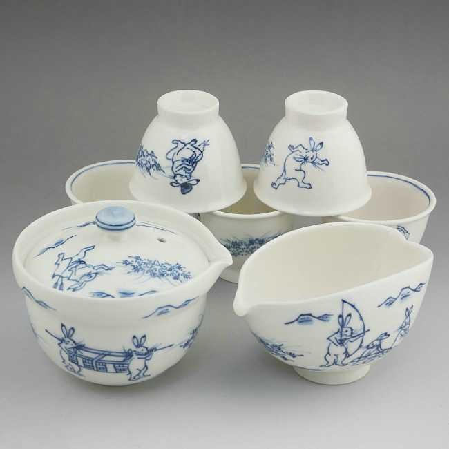 鳥居型陶器 京焼 清水焼 鳥獣戯画煎茶器揃 陶あん : 松韻堂 Yahoo!店 - 通販