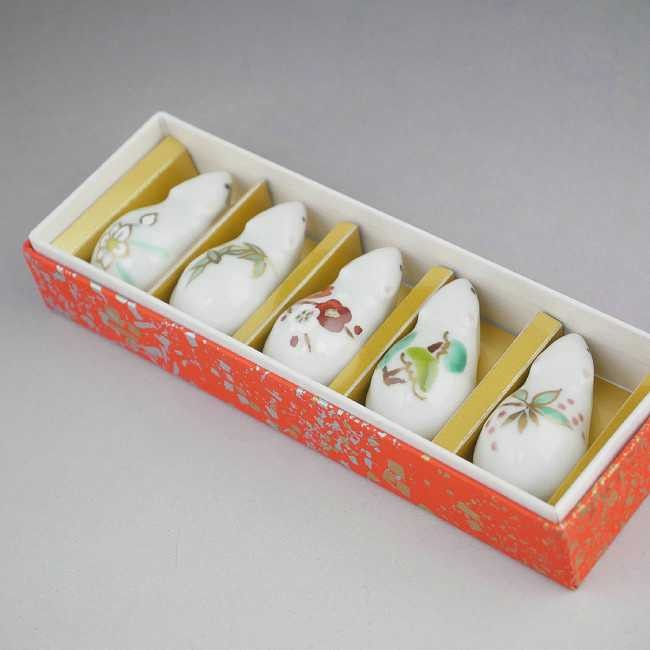 京焼 清水焼 干支子ねずみ迎春草花箸置きセット 紫泉 : 松韻堂 Yahoo