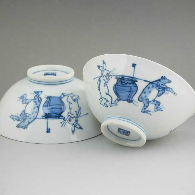 京焼 清水焼 内絵鳥獣戯画夫婦茶碗 （壺）芳山 : 松韻堂 Yahoo!店