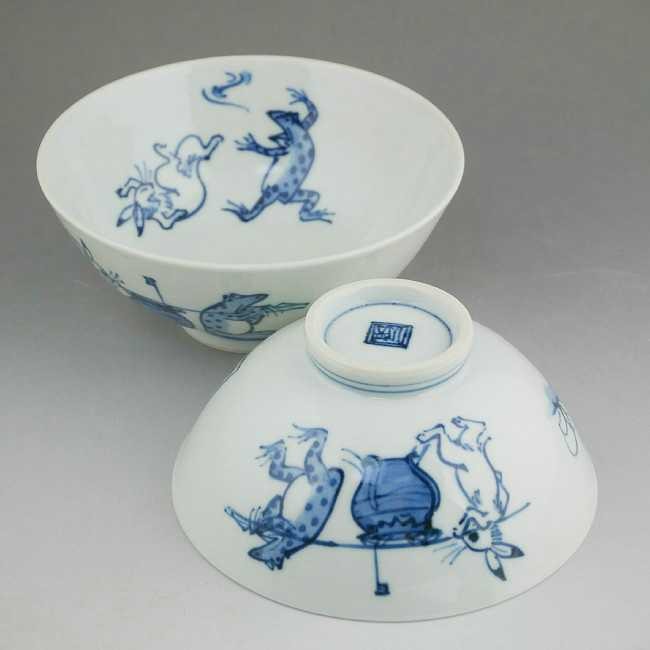 京焼 清水焼 内絵鳥獣戯画夫婦茶碗 （壺）芳山 : 松韻堂 Yahoo!店